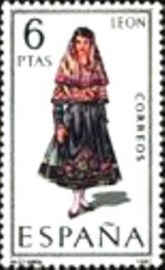 Selo postal da Espanha de 1969 Girl in costume of León