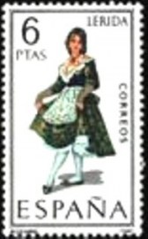 Selo postal da Espanha de 1969 Girl in costume of Lérida