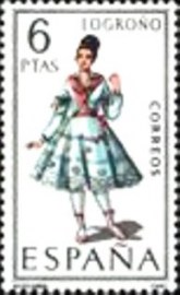 Selo postal da Espanha de 1969 Girl in costume of Logroño