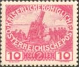 Selo postal da Áustria de 1915 Artillery M