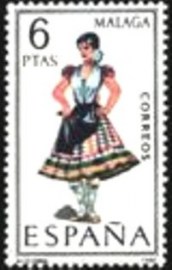 Selo postal da Espanha de 1969 Girl in costume of Málaga