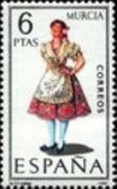 Selo postal da Espanha de 1969 Girl in costume of Murcia