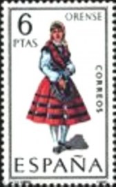 Selo postal da Espanha de 1969 Girl in costume of Orense