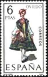 Selo postal da Espanha de 1969 Girl in costume of Oviedo