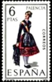 Selo postal da Espanha de 1970 Girl in costume of Palencia