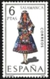 Selo postal da Espanha de 1970 Girl in costume of Salamanca