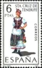 Selo postal da Espanha de 1970 Girl in costume of Santa Cruz de Tenerife