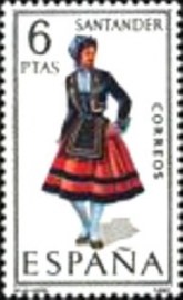 Selo postal da Espanha de 1970 Girl in costume of Santander