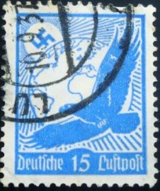 Selo postal da Alemanha Reich de 1934 Golden Eagle and globe 15