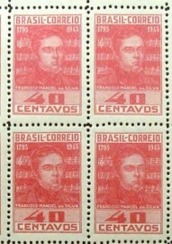 Quadra de selos postais de 1945 Francisco Manoel da Silva