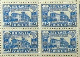 Quadra de selos postais de 1945 Instituto Geográfico