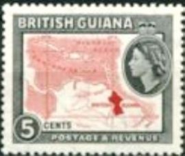 Selo postal de 1954 da Guiana Britânica Map 5