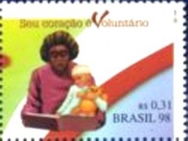 Selo postal do Brasil de 1998 Mulher e Criança