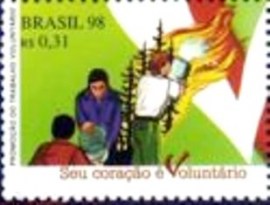 Selo postal do Brasil de 1998 Homem e Fogo