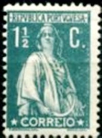 Selo postal de Portugal de 1917 Ceres 1½