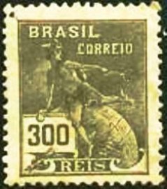 Selo postal do Brasil de 1924 Mercúrio e Globo 300