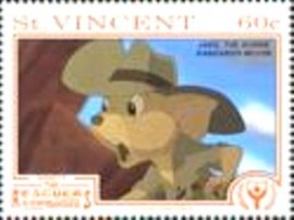 Selo postal de St, Vicente de 1991 Jake, the Aussie Kangeroo Mouse