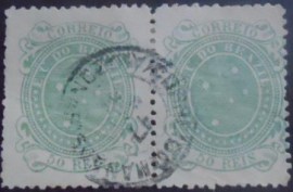 Par de selos postais do Brasil de 1890 Cruzeiro 50 2