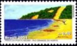 Selo postal do Brasil de 2001 Praia da Ponta Negra