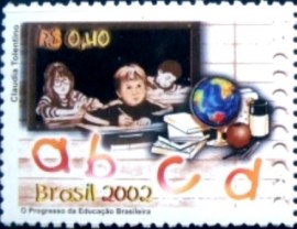 Selo postal do Brasil de 2002 Criança na Escola