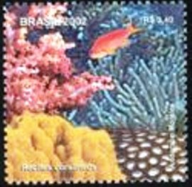 Selo postal do Brasil de 2002 Peixes Tropicais e Corais
