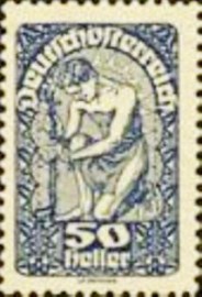 Selo postal da Áustria de 1919 Coat of Arms and Allegory M
