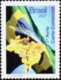 Selo postal do Brasil de 2007 Ipê e Bandeira Vertical