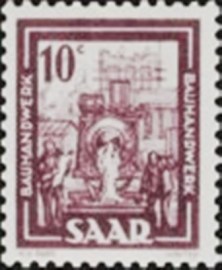 Selo postal da Alemanha Sarre de 1949 Building craft