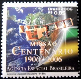 Selo postal do Brasil de 2006 Agência Espacial Brasileira 14 Bis