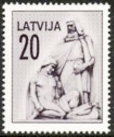 Selo postal da Letônia de 1992 Fragment of Freedom Monument