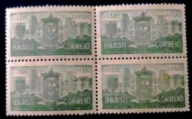 Quadra  postal do Brasil de 1954 4º Centenário de São Paulo 3,80 Palha