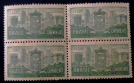 Quadra  postal do Brasil de 1954 4º Centenário de São Paulo 3,80 Palha