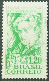 Selo postal do Brasil de 1954 Apolônia Pinto U