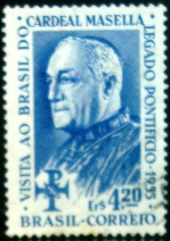 Selo postal do Brasil de 1955 Cardeal Masella U