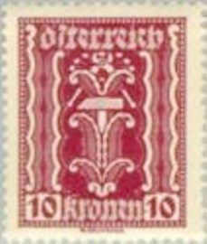 Selo postal da Áustria de 1922 Hammer & Tongs 10 kr