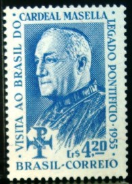 Selo postal do Brasil de 1955 Cardeal Masella N