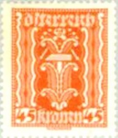 Selo postal da Áustria de 1922 Symbolism hammer & tongs 45