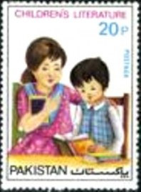 Selo postal do Paquistão de 1976 Children's Reading