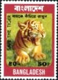 Selo postal de Bangladesh de 1974 Bengal Tiger 50