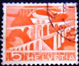 Selo postal da Suiça de 1949 Sitter Bridges near St. Gallen