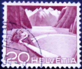 Selo postal da Suiça de 1949 Grimsel Reservoir type II