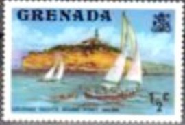Selo postal de Granada de 1975 Cruising yachts round Point Saline