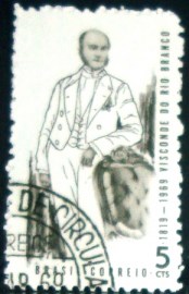 Selo postal do Brasil de 1969 Visconde Rio Branco