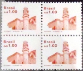 Quadra de selos postais do Brasil de 1986 Pelourinho