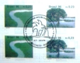 Quadra de selos postais do Brasil de 1996 Amazônia e Pantanal