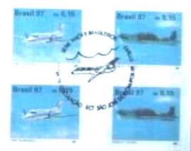 Quadra de selos do Brasil de 1997 Brasília e Tucano
