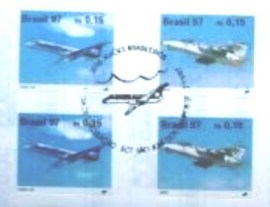 Quadra de selos do Brasil de 1997 EMB 145 e AMX