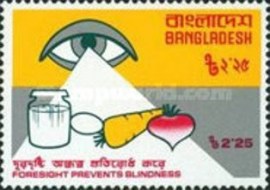 Selo postal de Bangladesh de 1976 Eye and healthy food 2,25