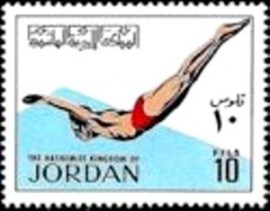 Selo postal da Jordânia de 1970 Diver