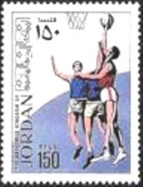 Selo postal da Jordânia de 1970 Basketball